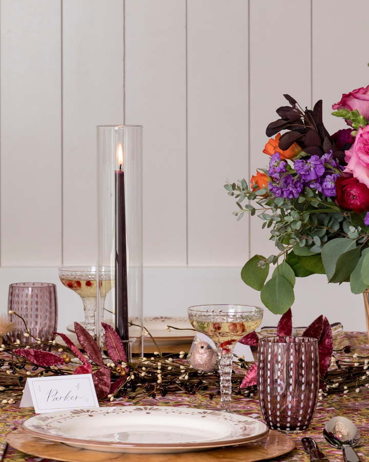 Glass Candle Holders w/ Clear Cylinder