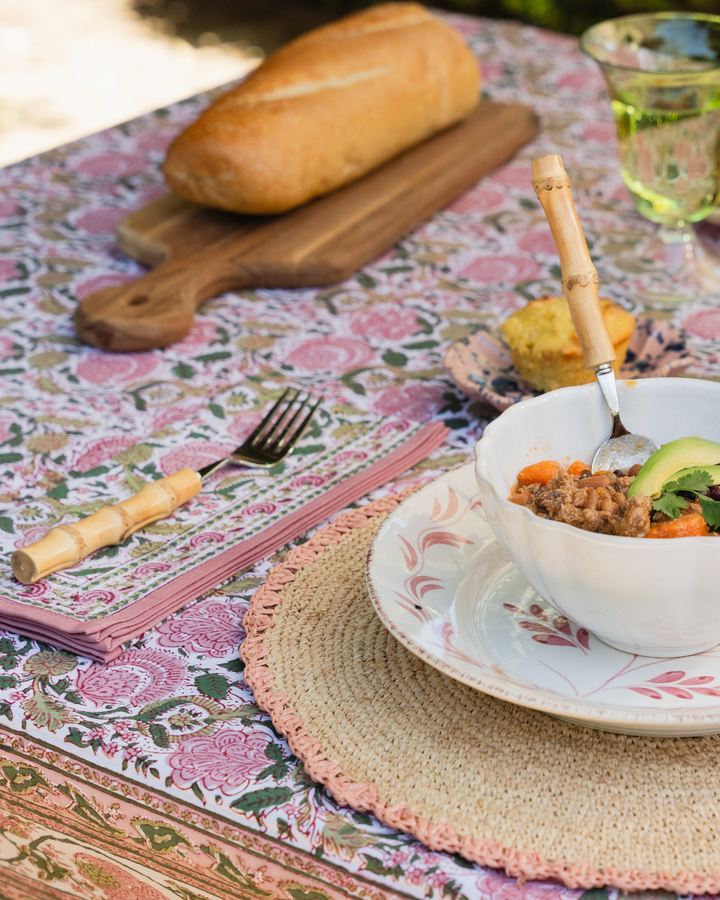 Floral Vine Dinner Plates - Pink