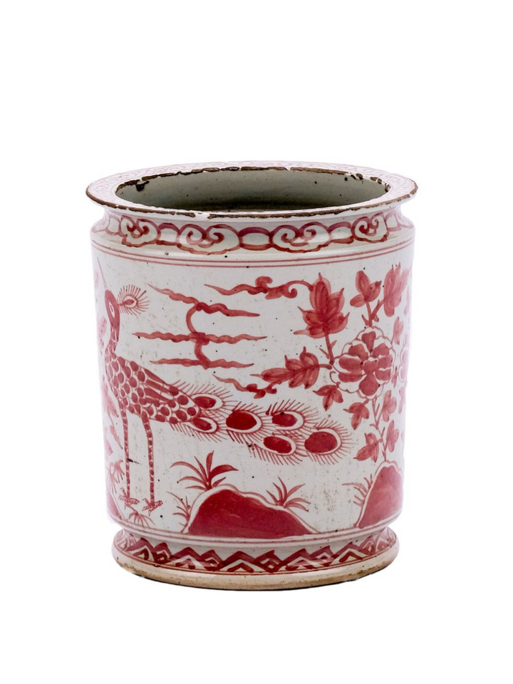 Red Bird & Floral Planter