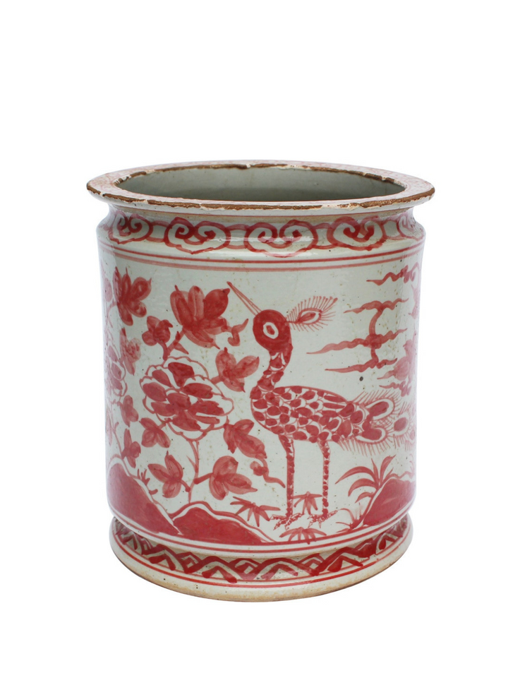 Red Bird & Floral Planter