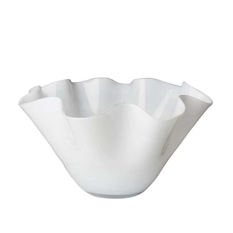 Wavy Top Decorative Bowl - White