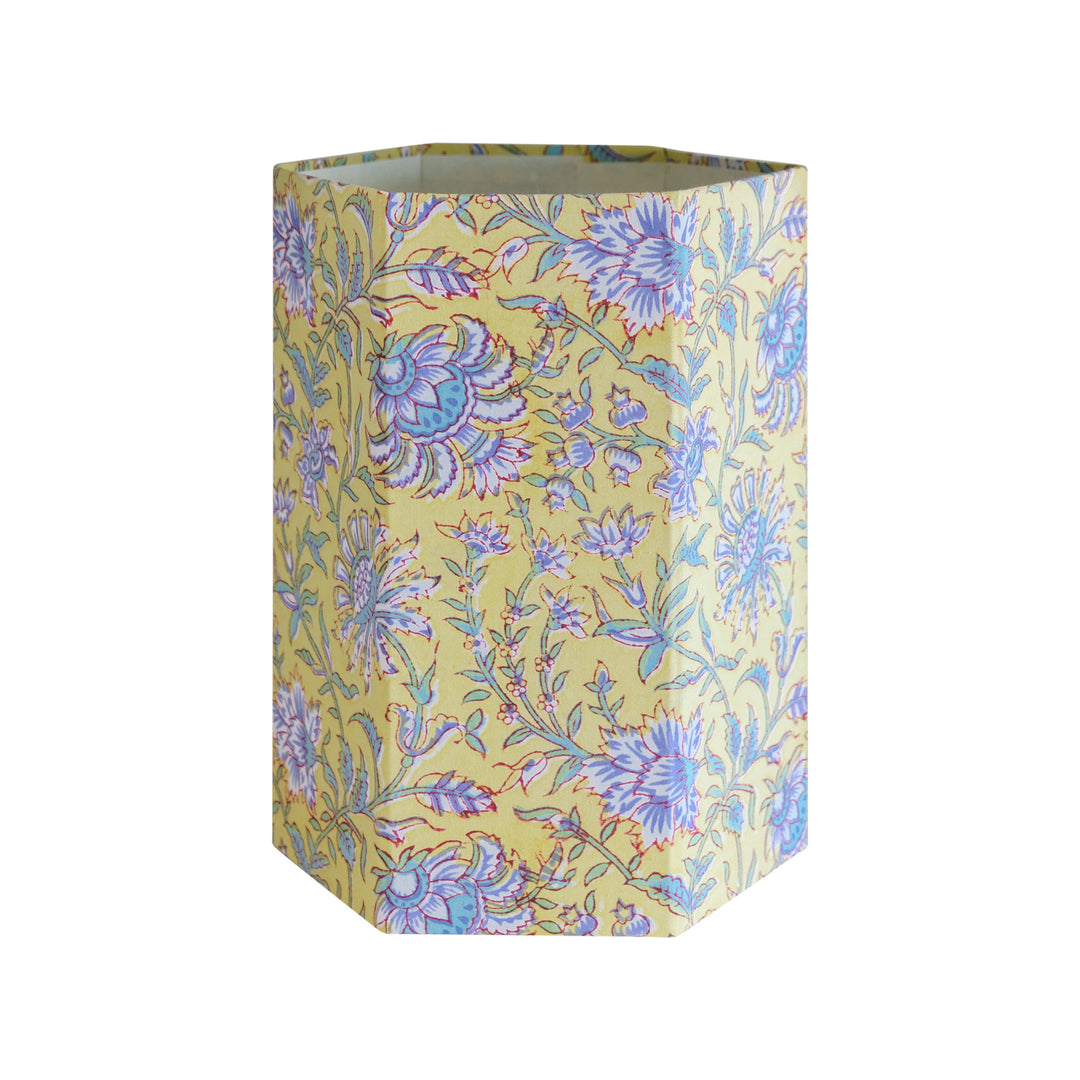 Block Print Wastebasket - Yellow