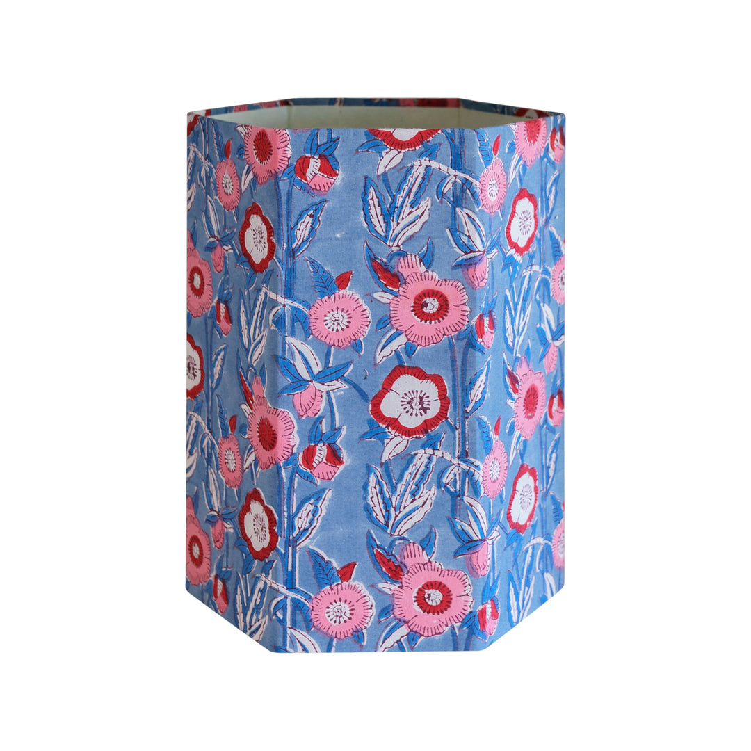 Block Print Wastebasket - Pink/Blue