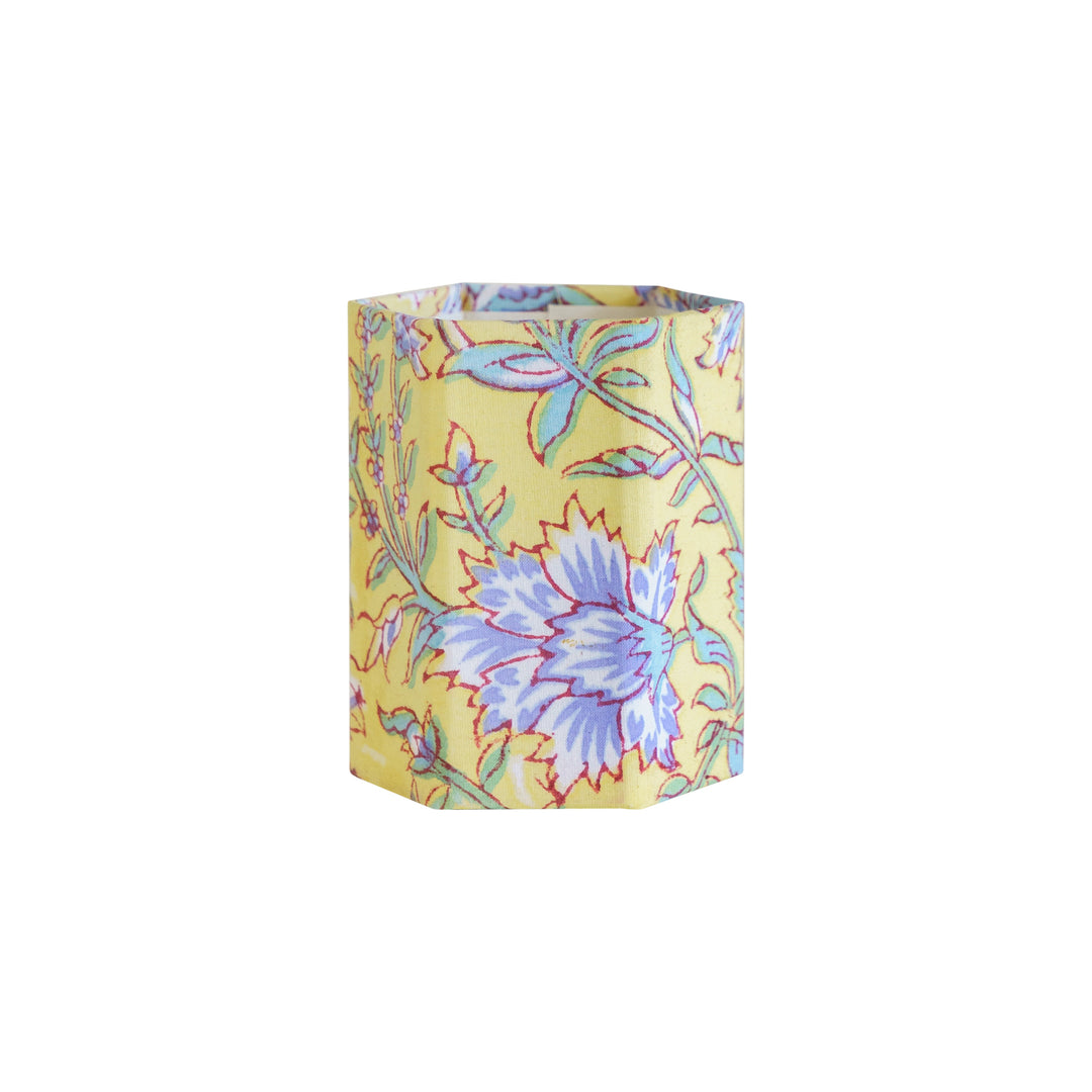 Block Print Pen Pot - Yellow