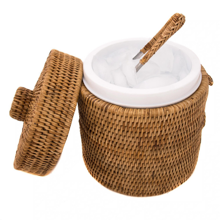 Petite Rattan Ice Bucket w/ Tongs