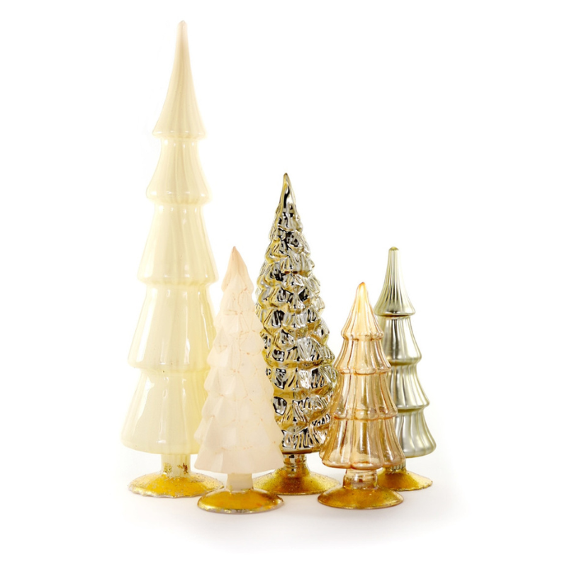 Ivory & Gold Glass Tree Set