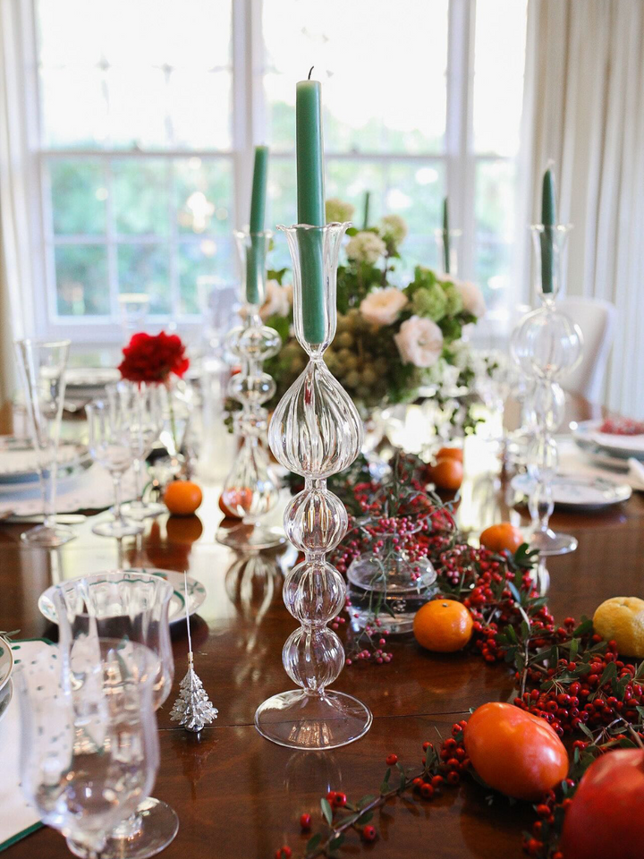 Grand Triple Ball Candlestick Holders