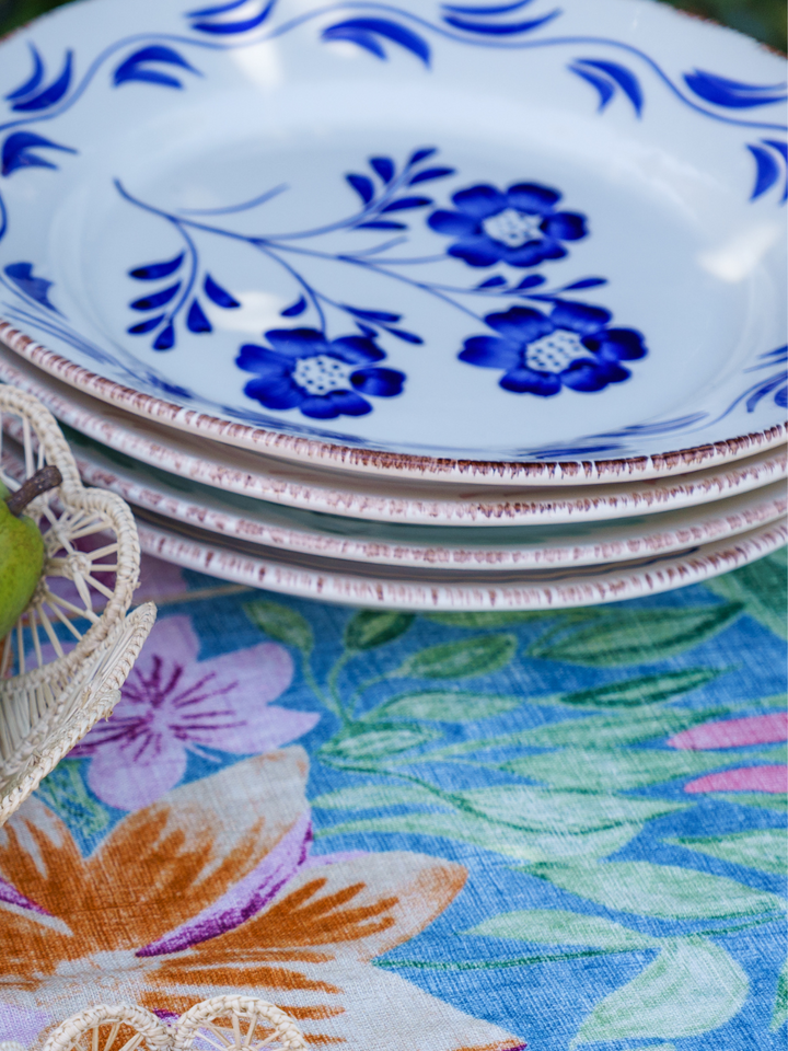 Floral Vine Dinner Plates - Blue