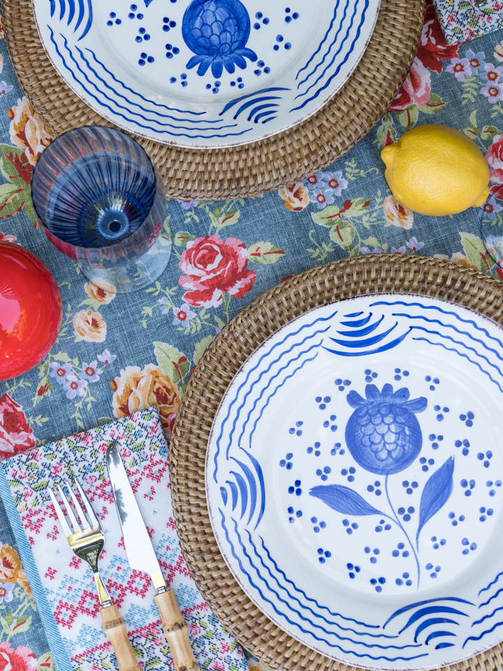 Pomegranate Dinner Plates - Blue