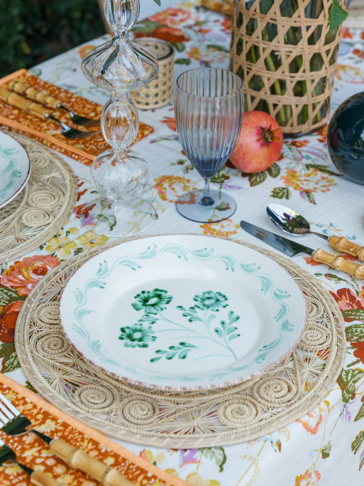 Floral Vine Dinner Plates - Green