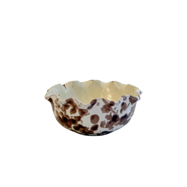 Splatter Scalloped Bowl - Brown