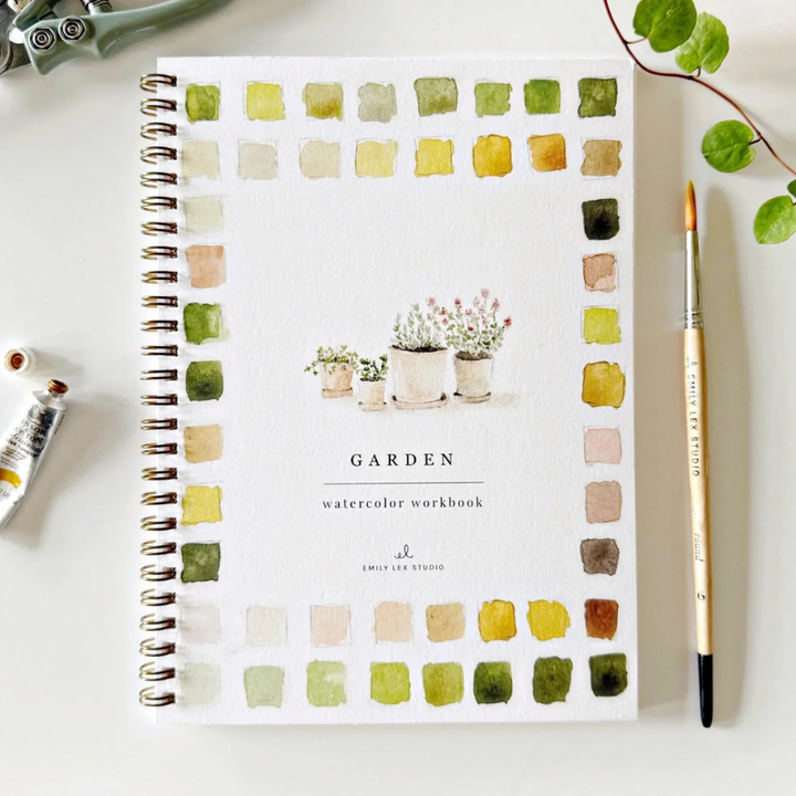 Garden Watercolor Workbook & Grabie All-in-One Premium Watercolor Set of 50