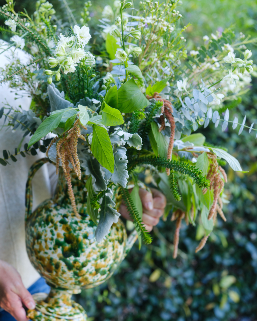Splatter Handled Vase - Yellow/Green