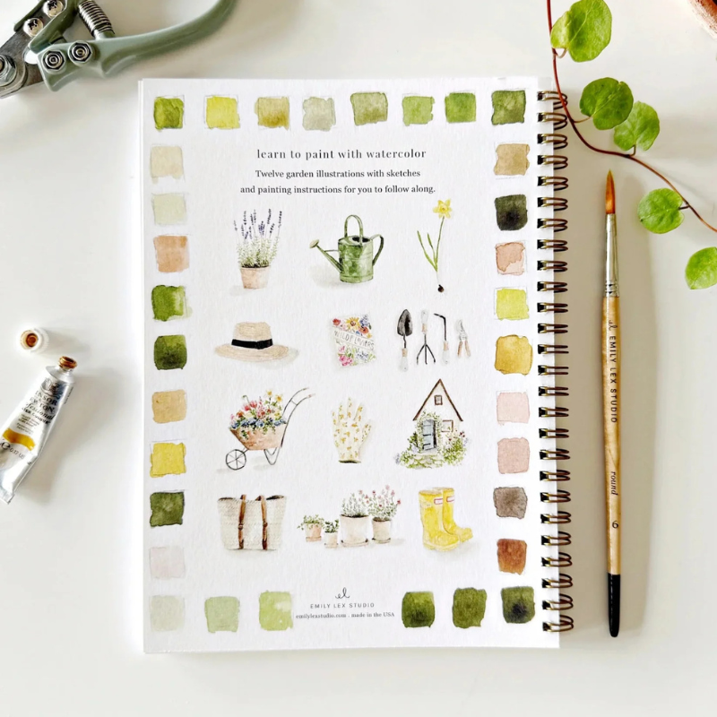 Garden Watercolor Workbook & Grabie All-in-One Premium Watercolor Set of 50