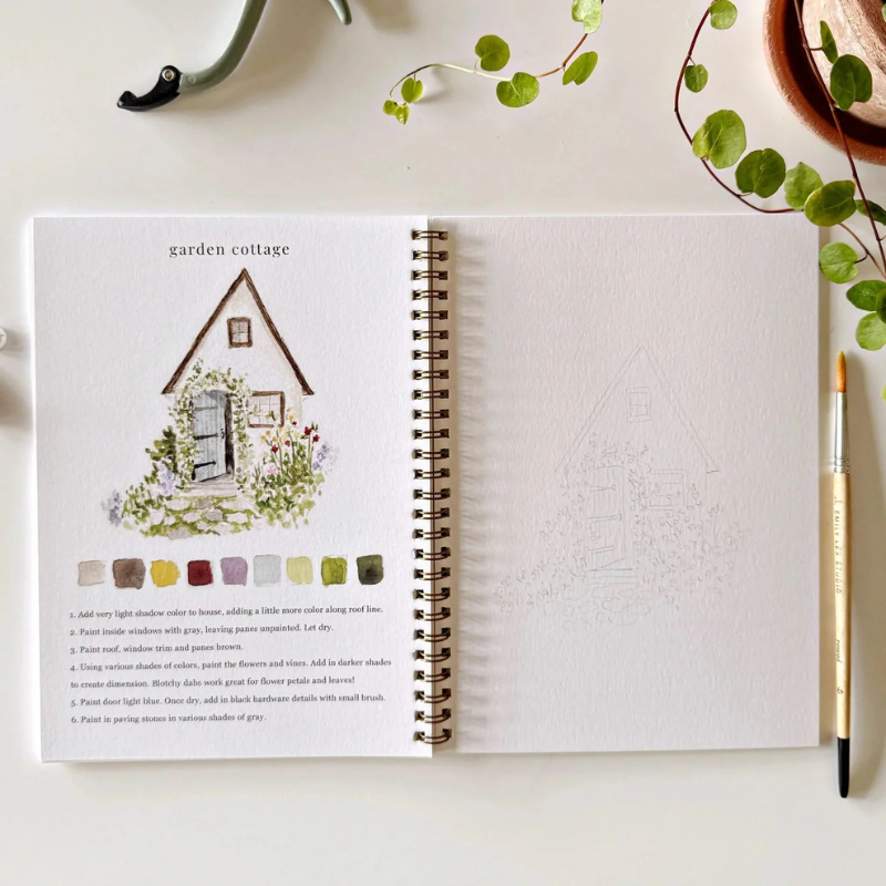 Garden Watercolor Workbook & Grabie All-in-One Premium Watercolor Set of 50