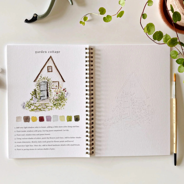 Garden Watercolor Workbook & Grabie All-in-One Premium Watercolor Set of 50