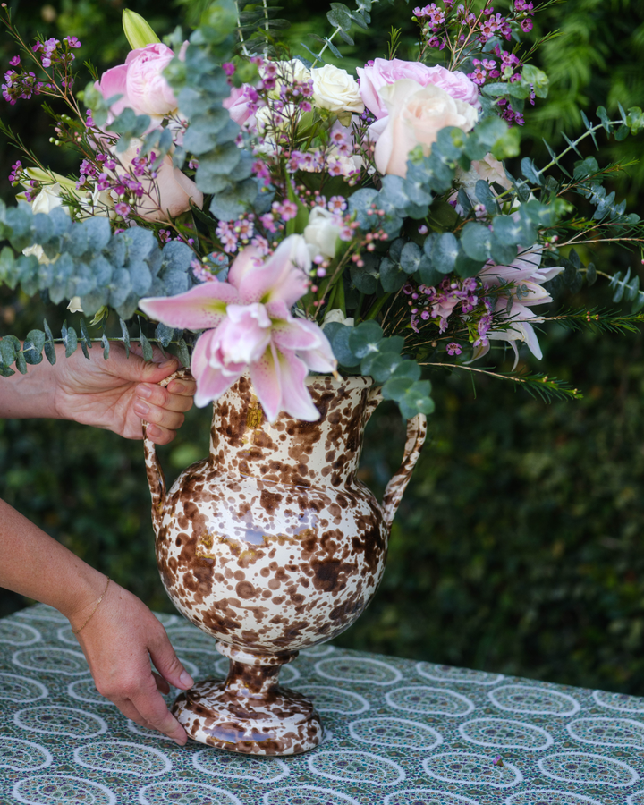 Splatter Handled Vase - Brown