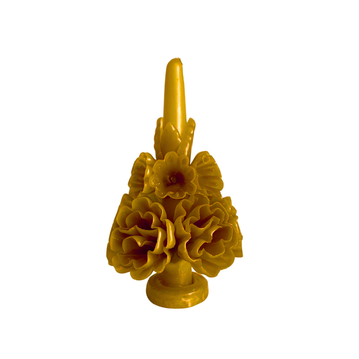 Carved Floral Candle - Marigold