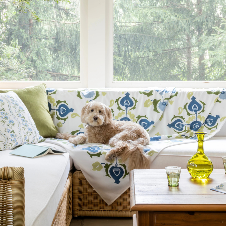 Embroidered Trellis Tablecloth/Throw