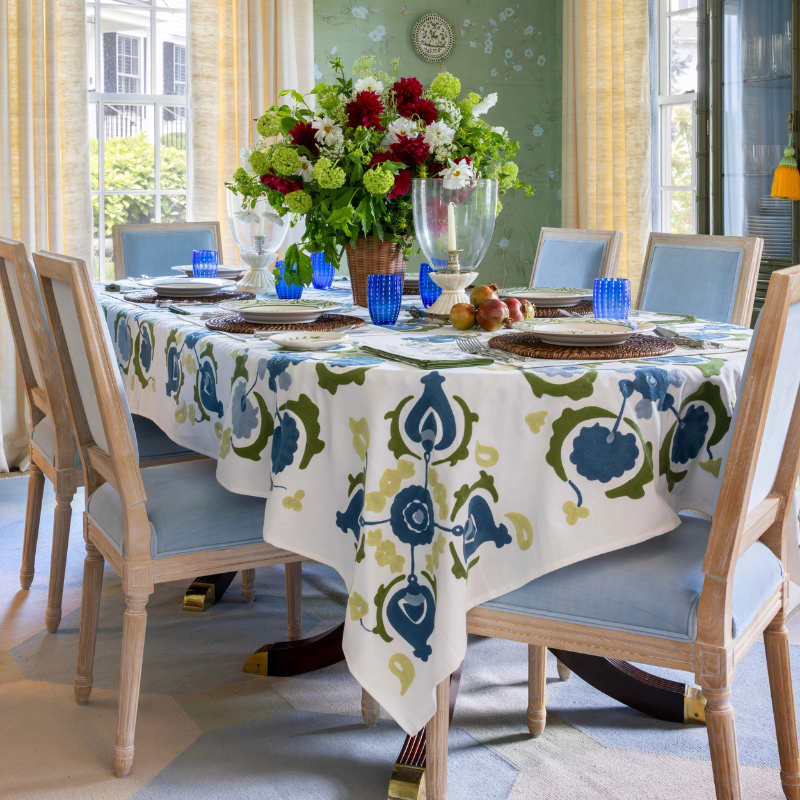 Embroidered Trellis Tablecloth/Throw