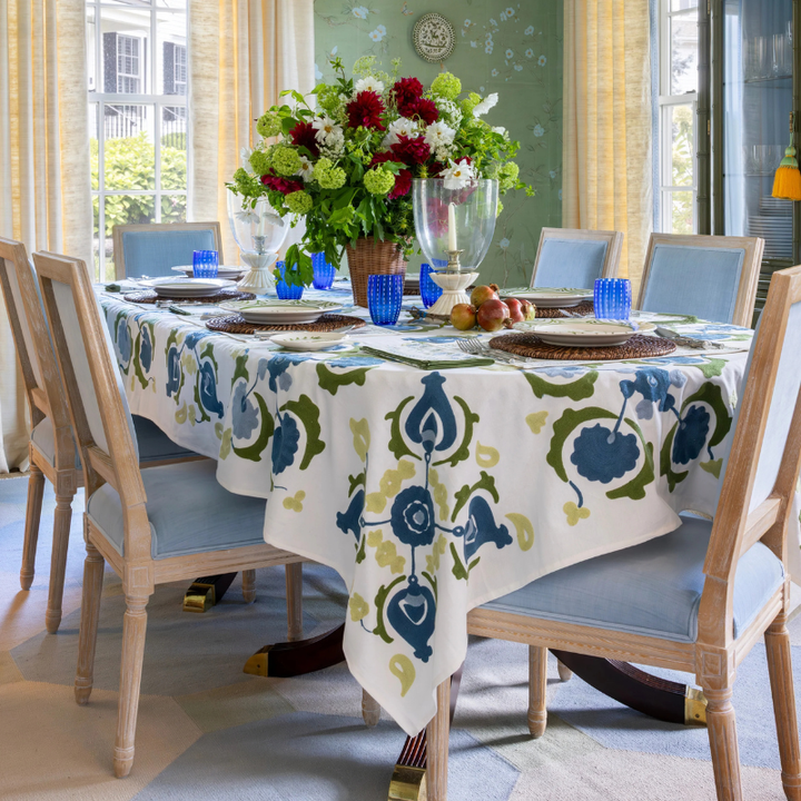 Embroidered Trellis Tablecloth/Throw