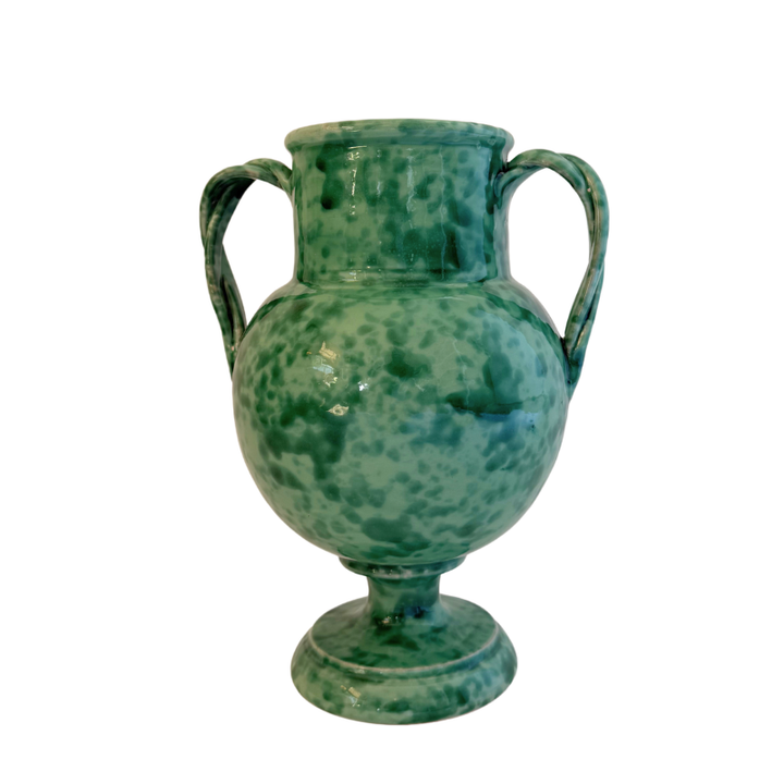 Splatter Handled Vase - Turquoise