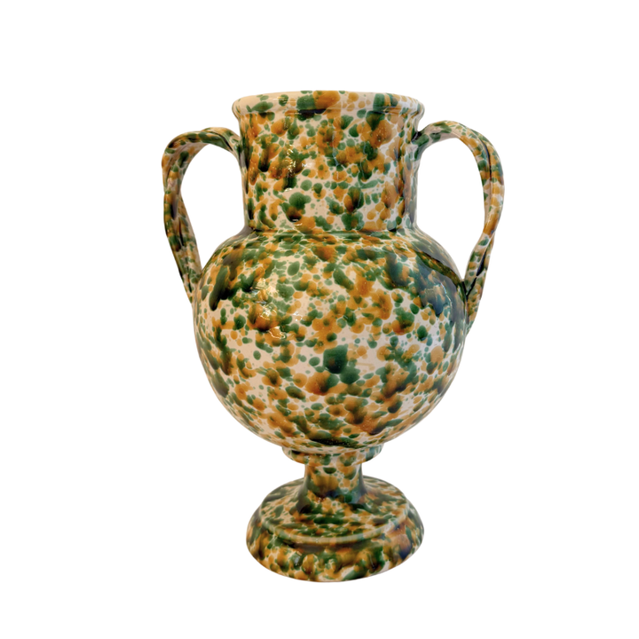Splatter Handled Vase - Yellow/Green