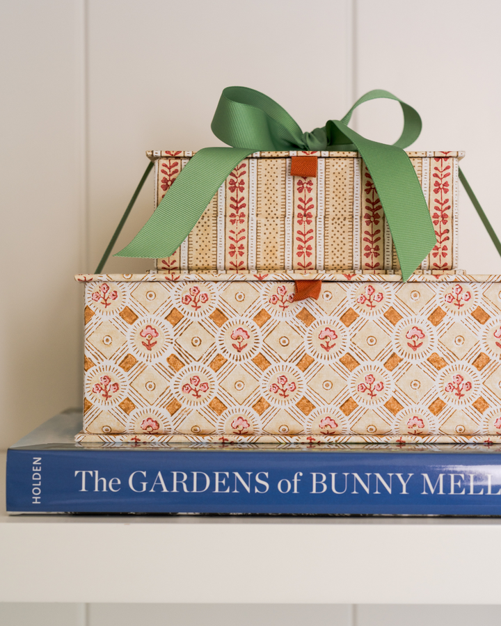 Block-Printed Keepsake Box Set - Spring Bloom Ochre