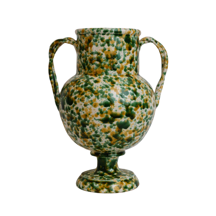 Splatter Handled Vase - Yellow/Green