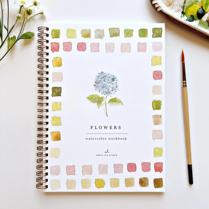 Flowers Watercolor Workbook & Grabie All-in-One Premium Watercolor Set of 50