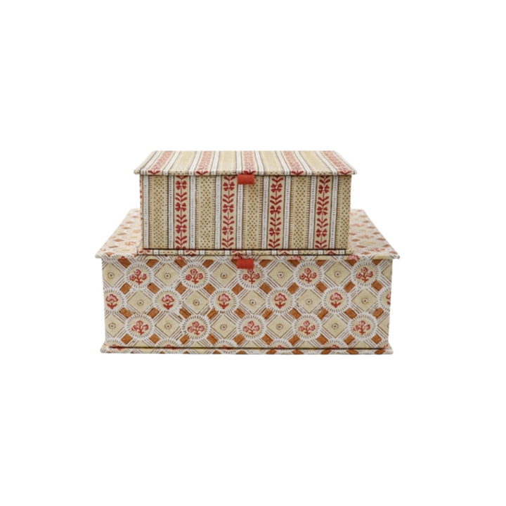 Block-Printed Keepsake Box Set - Spring Bloom Ochre