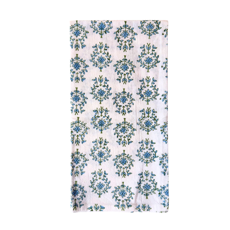 Lotus Tea Towel - Sage/Blue