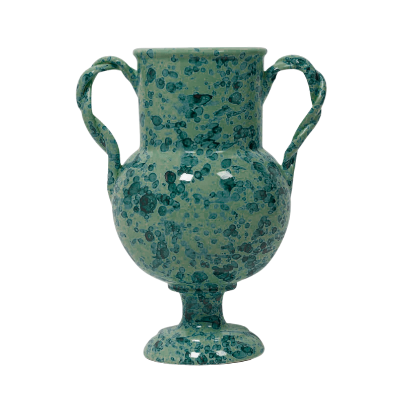 Splatter Handled Vase - Turquoise