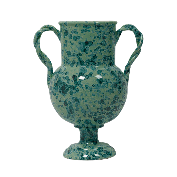 Splatter Handled Vase - Turquoise