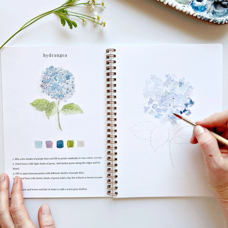 Flowers Watercolor Workbook & Grabie All-in-One Premium Watercolor Set of 50