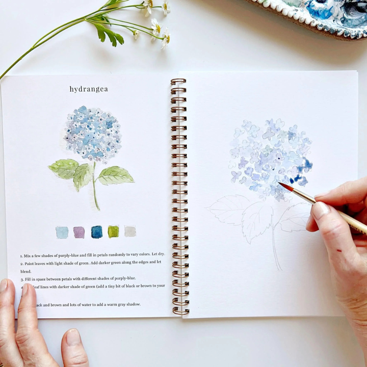 Flowers Watercolor Workbook & Grabie All-in-One Premium Watercolor Set of 50