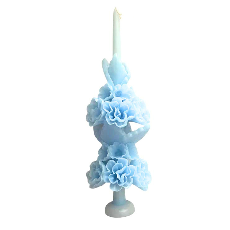 Floral Candle - Blue