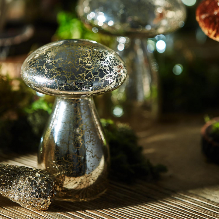 Antiqued Glass Mushroom Set