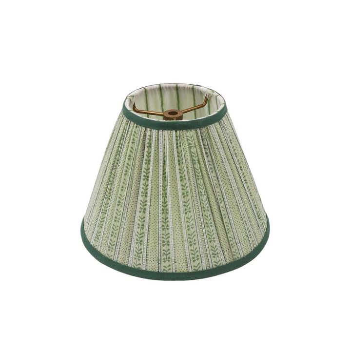 Pleated Lampshade - Floral Stripe - Green