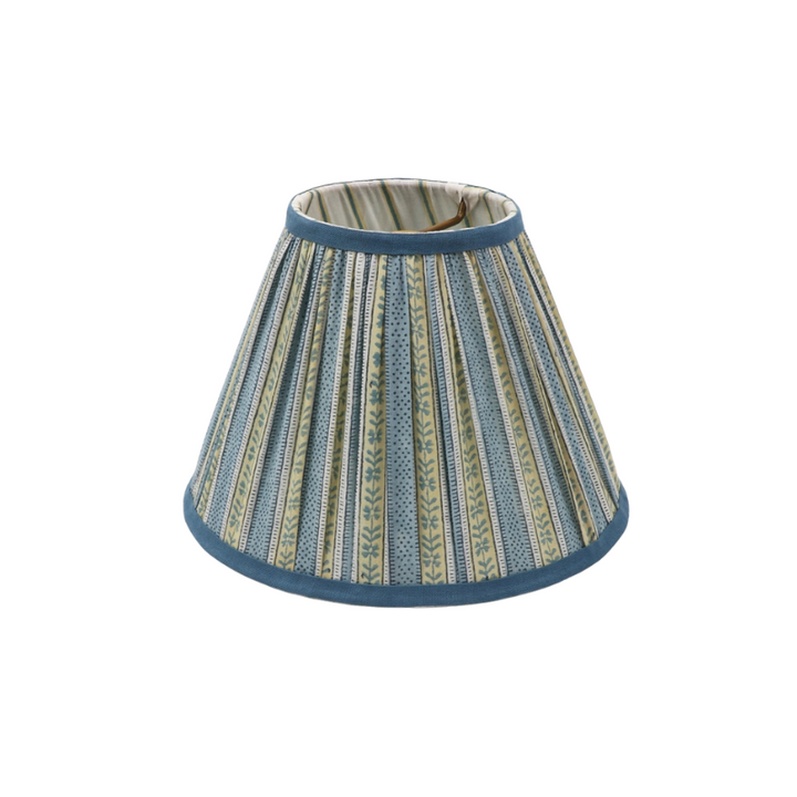 Pleated Lampshade - Floral Stripe - Blue