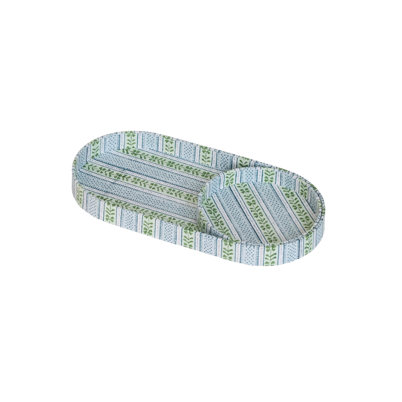Floral Stripe Desk Tray Set - Mint/Blue
