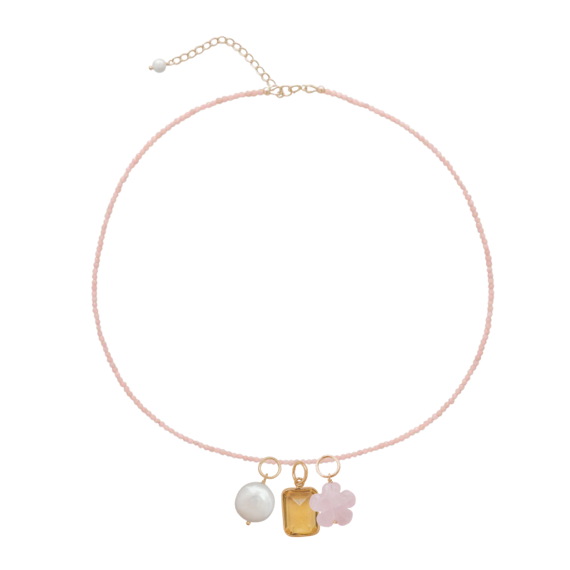 Rue Necklace - Pink w/ Charms