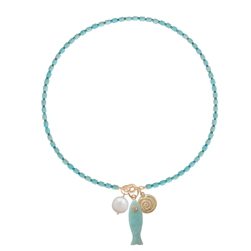 Gretel Necklace - Blue w/ Charms