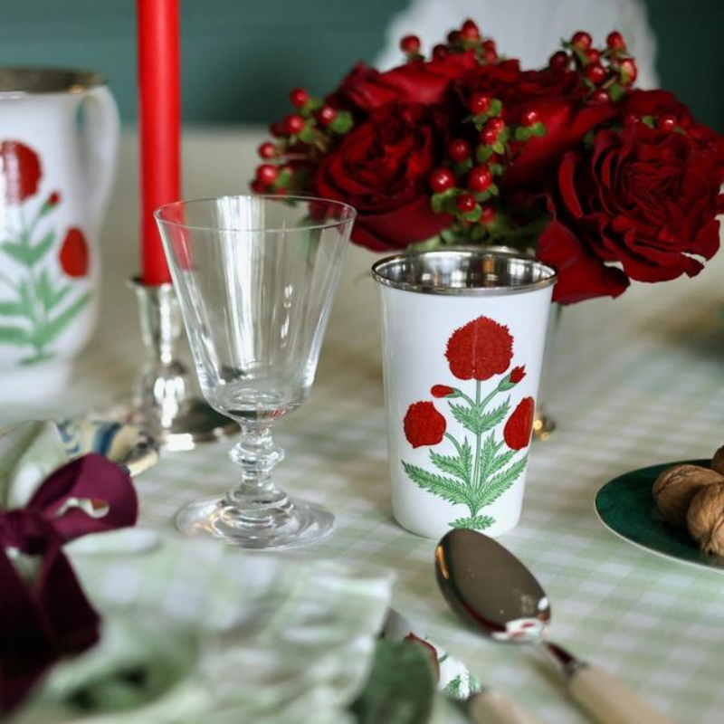 Red Poppy Enamelware Tall Tumblers