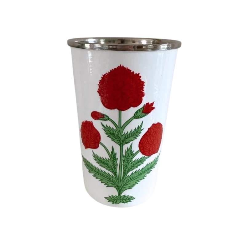 Red Poppy Enamelware Tall Tumblers