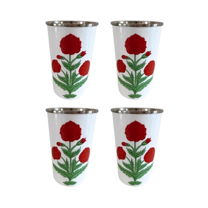 Red Poppy Enamelware Tall Tumblers