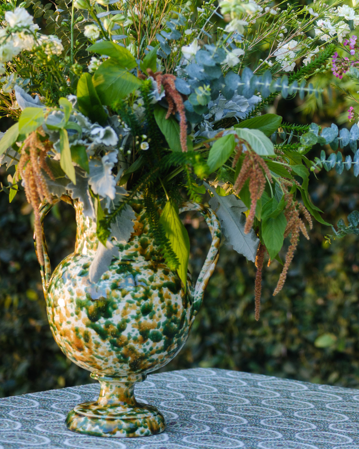 Splatter Handled Vase - Yellow/Green