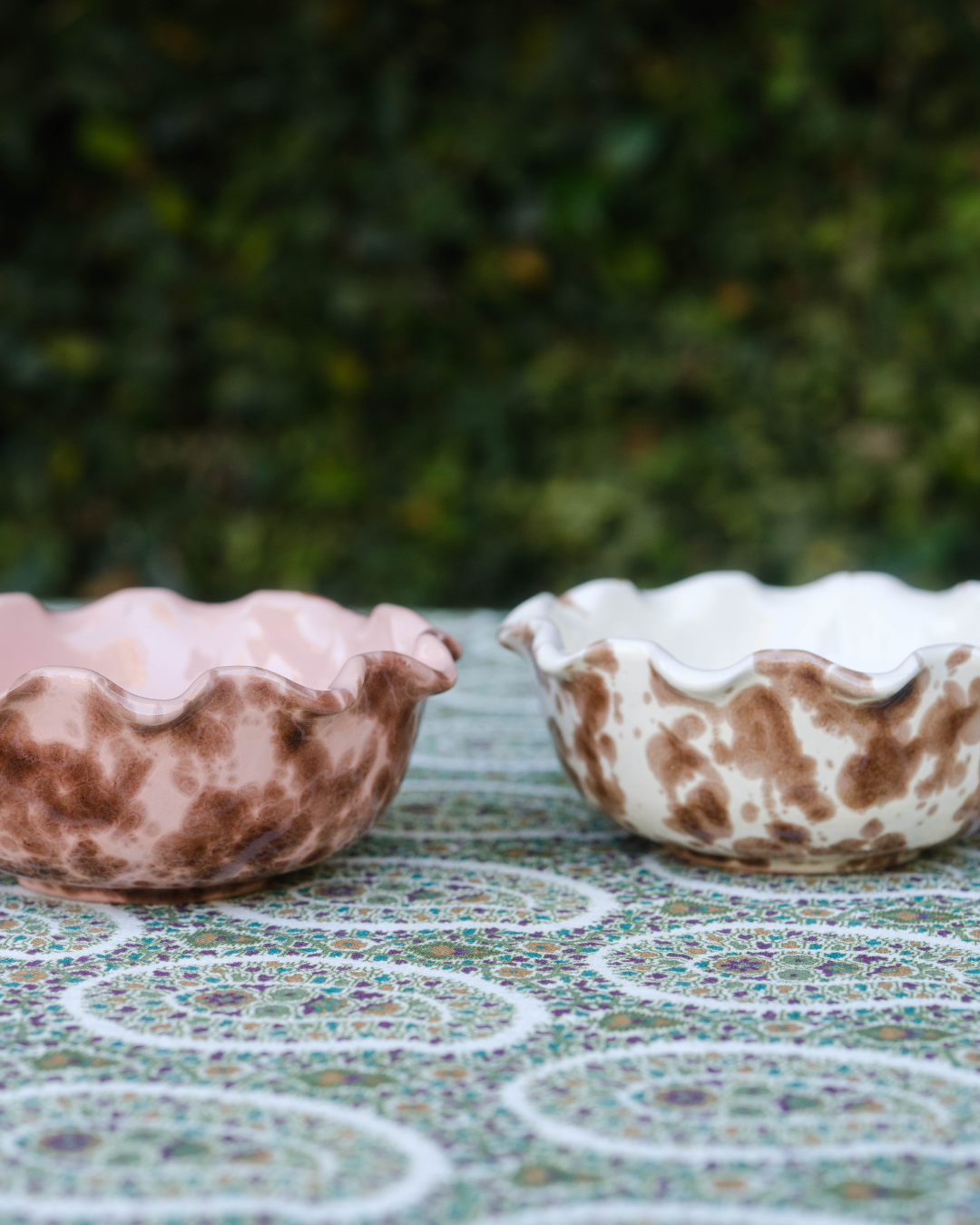 Splatter Scalloped Bowl - Brown