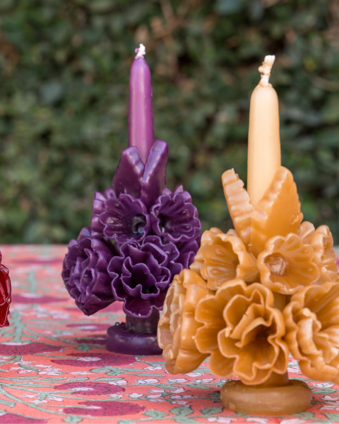Carved Floral Candle - Marigold