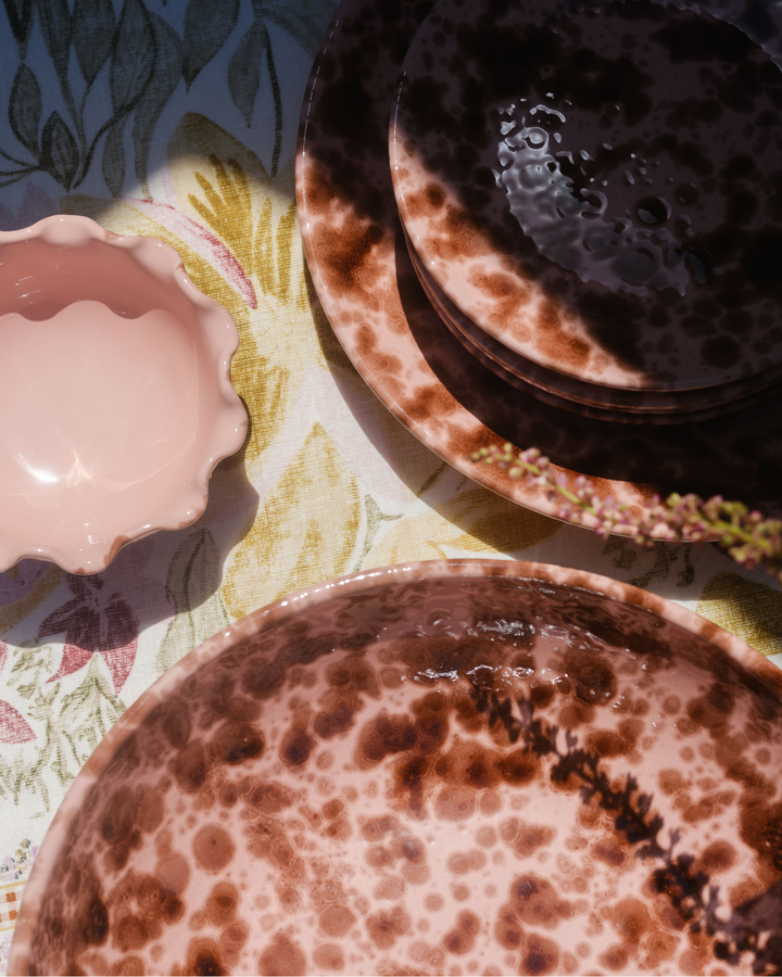 Splatter Serving Bowl - Pink/Brown